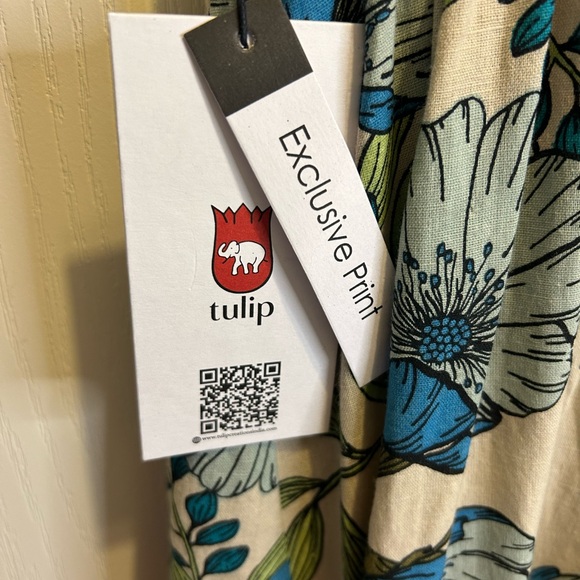 💚”Tulip Creations” NWT Floral Short Puff Sleeve Smocked Back Midi Dress Size XL - Picture 8 of 15